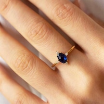 Parlement Blue Topaz Tek Taş Evlilik Teklif Yüzük Ak1188