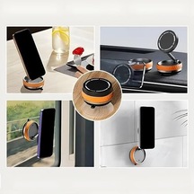Manyetik Araç Telefon Tutucu 360 Döner Başlık Mekanik Vakumlu Güçlü Sabitleme, Silikon Kaymaz Tutuş, Mag-safe Uyumlu, Tüm Serisi İle Uyumlu, Araç İçi Telefon Stand, Turuncu