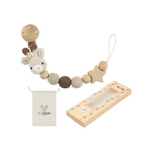 Karikatür Hayvan Saklama Çantası İle Diş Çıkarma Oyuncakları Kayın Ahşap Kukla Tutucu Emzik Tutucu Emzik Zinciri Bebek Emzik Klipsi Şeffaf