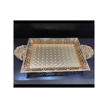 Gold Desenli Kristal Taşlı Servis Tepsisi Lkm199 Diğer