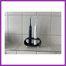 Bezos 3d Baskı Elektrikli Diş Fırçası Standı Çift Diş Fırçalık Ayaklı Modern Banyo Diş Fırçası Tutucu Siyah Bty