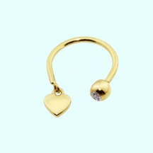 Altın Burun Hızma Piercing 14 Ayar Sade Kalp Altın