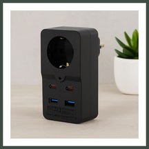 Bezos Termal Akım Korumalı Duvar Prizi - 1 Priz, 2xusb, 2xtype-c 10a/2500w Siyah Nhr