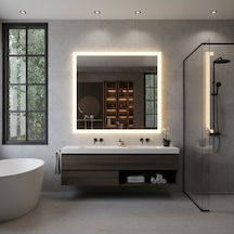 40x40 Cm Luma Kare Led Dokunmatik Banyo Aynası Günışığı 3000k Sarı
