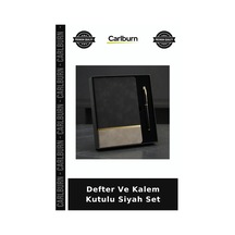 Defter Ve Kalem Kutulu Siyah Set Çalışma Masası Kutu Hediyesi Anlamlı Hediye