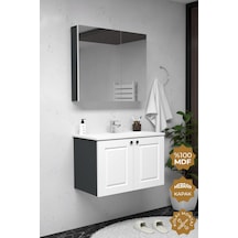 Teta Home Aldera 80 Cm Mdf Gövde Membran Kapak Banyo Dolabı Seti Antrasit - Beyaz