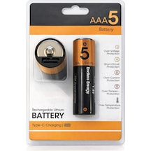 2 Adet Aaa5 Type-c Şarj Edilebilir Kalem Pil 1.5v 2800mwh Kapasiteli Lityum-ion Pil