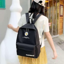 "taze Krizantem Okul Çantası: Kız Öğrenciler İçin Büyük Kapasiteli Kore Tarzı Sırt Çantası, Ortaokul Ve Lise İçin İdeal." Siyah