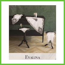 Bezos Evalina Model Krem-krem 5 Parça Keten Dantelli Runner Seti Salon Takımı Dmc Krem - Krem