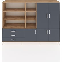 Hyperion Dolap 11 Raflı 3 Çekmeceli 5 Kapaklı 220x44x163 Çam-antr Çam-antrasit