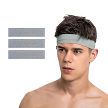 3lü Erkek Spor Saç Bandı Kafabandı Esnek Futbol İddialı Headband Gri