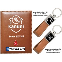 Plakanıza Özel Kanuni Motor Logolu Taba Ruhsat Kabı Ve Anahtarlık