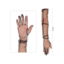Uzun Boy Likralı Siyah Renk Yetişkin Mega Tül Eldiven 53 Cm 5691 "