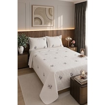 Gardenlove Nakışlı Şönil 3 Parça Çift Kişilik Yatak Örtüsü Gri Çok Renkli