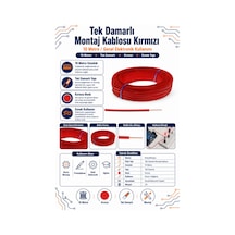 Tek Damarlı Montaj Kablosu Kırmızı - 10 Metre