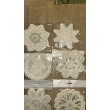 6'lı Dantel Kahve Sunumluğu 15x15 Cm Asorti Desenli Şık Bardak Altlığı Çok Renkli