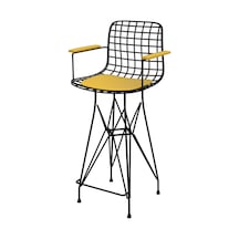 Knsz orta boy tel bar sandalyesi 1 li mağrur syhsrı kolçaklı 65 cm oturma yüksekliği mutfak bahçe cafe ofis