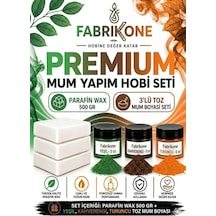 Premium Mum Yapım Hobi Seti - Parafin Wax 500 Gr - 3'lü Toz Mum Boyası Seti - Yeşil, Kahverengi, Turuncu Bkfabpw5003ykht Karışık