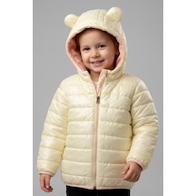 Mnk Baby & Kids Kız Çocuk Kapüşonlu İçi Polarlı Fermuarlı Şişme Mont M00859 Krem