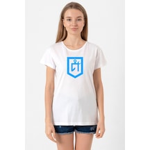 Idil Ural Tamga Beyaz Kadın Bisikletyaka Tshirt Beyaz