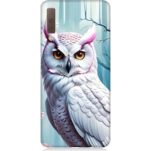 Samsung Galaxy A7 2018 Uyumlu Beyaz Baykuş Desenli Silikon Kılıf