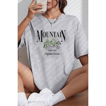 Uyguntarz Unisex Montain Baskılı T-shirt Gri