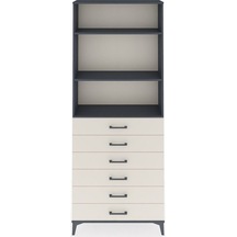 Arges Dolap 3 Raflı 6 Çekmeceli 88x30x221 Antrasit-aytaşı Antrasit