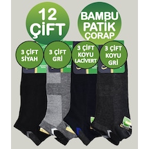 Integral 12 Çift Dikişsiz Bambu Patik Çorap Kısa Bilek Çorap Karışık