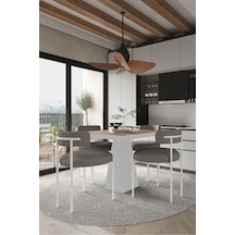 Avvio Savana Beyaz Lake Mdf Ayak 90x90 Yemek Masası Mutfak Masası 4 Kişilik Masa Takımı Teddy Sandalye Akça