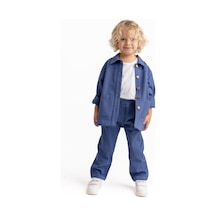 Oliven The Kid Unisex Gabardin Pantolon Mavi Mavi