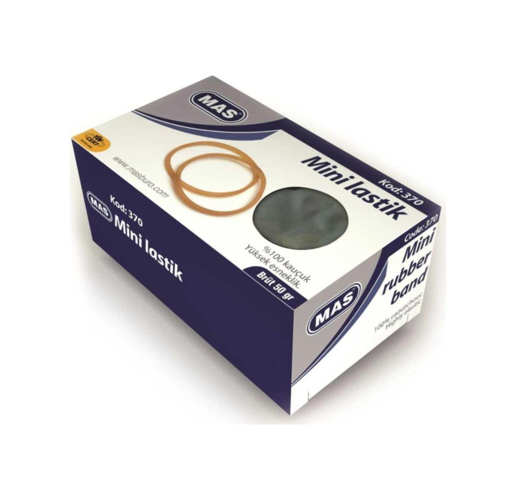 370 Lastik Kutu Mini %100 Kauçuk Paket Lastiği 50 Gram 5 Kutu