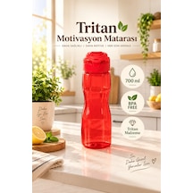 Porsima 911037-c Bpa Free Motivasyon Sporcu Su Matarası Suluk 0,7lt Su Şişesi Kırmızı