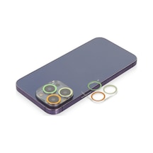 İphone 12 Pro Renkli Kamera Lens Koruma Cam - Sarı-turuncu
