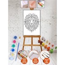 Kanvas Tuval Mandala Aslan Boyama 25x35 Tuval Boya Seti Çocuk Hobi