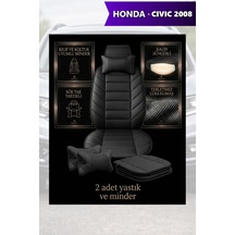 Civic 2008 Uyumlu Siyah Renk Premium Lüks 2 Adet Minder Ve Yastık