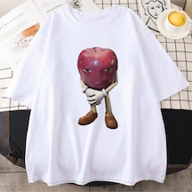 Flood Of Style Vintage Apple Tasarım Grafik T Shirt Erkek Kadın Komik Y2k T-shirt Hip Hop Streewear 100% Pam Beyaz