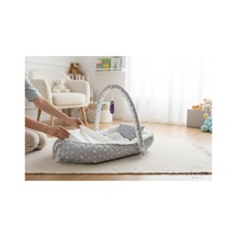Linoababy Yıldız Cibinlikli Babynest Bebek Yatağı Anne Yanı Yatağı - Gri