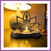 Bezos 3d Baskı Lotus Buda Mumluk - Dekoratif Tealight Mumluk-gri Rengaren