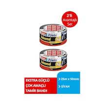 Tesa Extra Power Universal Duct Bant, Gaffer Bant, 25mx50mm, Siyah X2 Adet