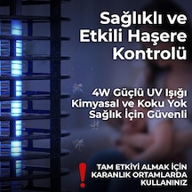4w Elektrikli Sinek Öldürücü - 40m² Etkili Uv Lambalı Sivrisinek Kovucu, Kimyasal İçermez, Sessiz Çalışma, İç Mekan Ve Balkon Kullanımı, Siyah