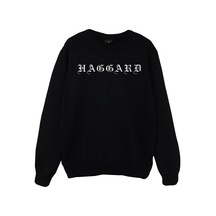 Haggard Baskılı Unisex %100 Pamuk Siyah Bisiklet Yaka Sweatshirt Siyah