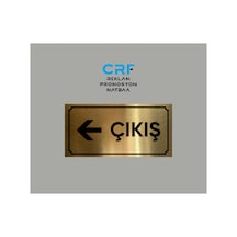 Gold Aluminyum Kapı İsimliği Çıkış Sol Ok Yönlendirmeli Yazılı Arkası Yapışkanlı 10x20 Cm