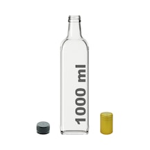 Afracam Maraska Şeffaf 1000 ML Kilitli Kapaklı ve Kapüşonlu Boş Cam Şişe