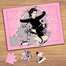 Genç Kız Ve Kedicik Çocuklara Özel Puzzle Yapboz Tablo-77183