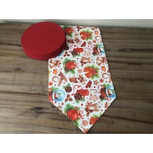 Mum Figürlü Yılbaşı Desenli Runner & Supla Çok Renkli