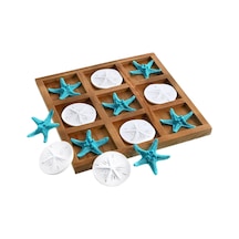 Deniz Yıldızı Desenli Ahşap Tic Tac Toe Oyunu