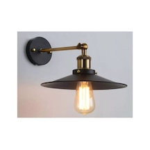 Retro Rustik Mafsalı Aplik Duvar Lambası Harekli Başlık 22 Cm En Siyah