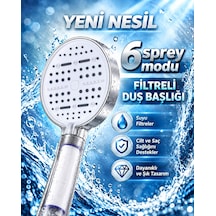 Büyük Panelli 6 Farklı Su Modlu Filtreli Duş Başlığı Beyaz Tasarım - Lisinya Mavi