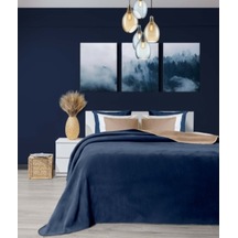 Koza Home Twin Soft Pamuklu Çift Kişilik Battaniye Kahve Mavi-Kahve Mavi-Çift Kişilik