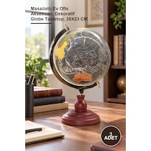 3 Adet Dekoratif Dünya Küre Sl319-b Masaüstü Ev Ofis Aksesuarı, Dekoratif Globe Tabletop, 35x23 Cm